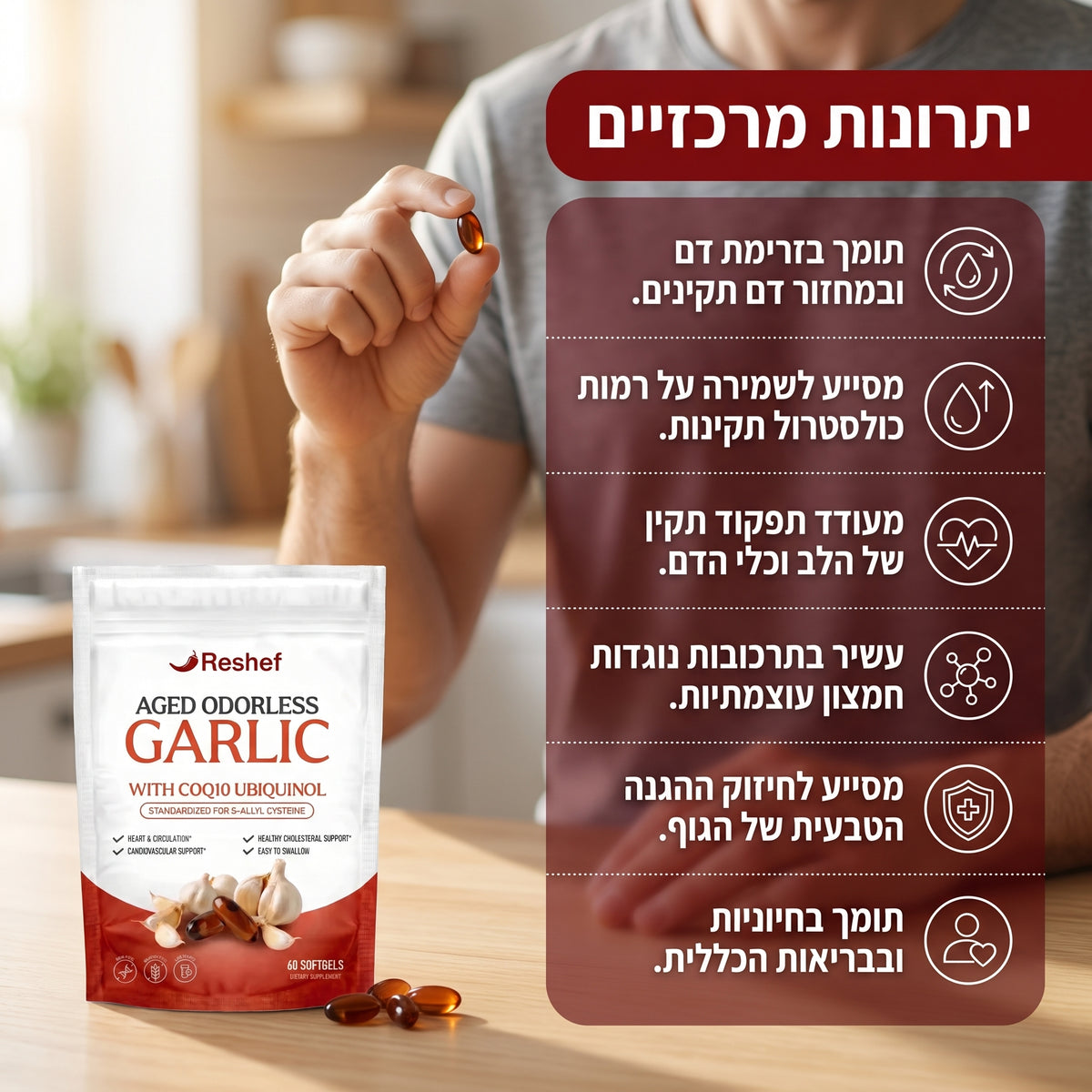 רשף כמוסות שום מיושן ללא ריח