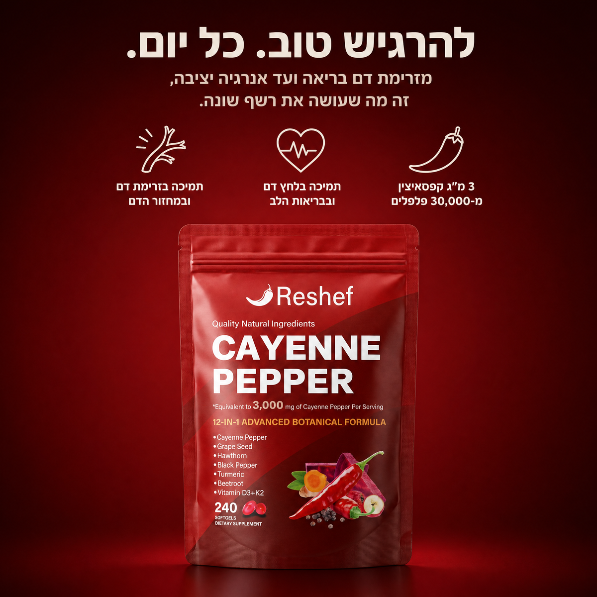Reshef Capsaicin — כמוסות פלפל קאיין